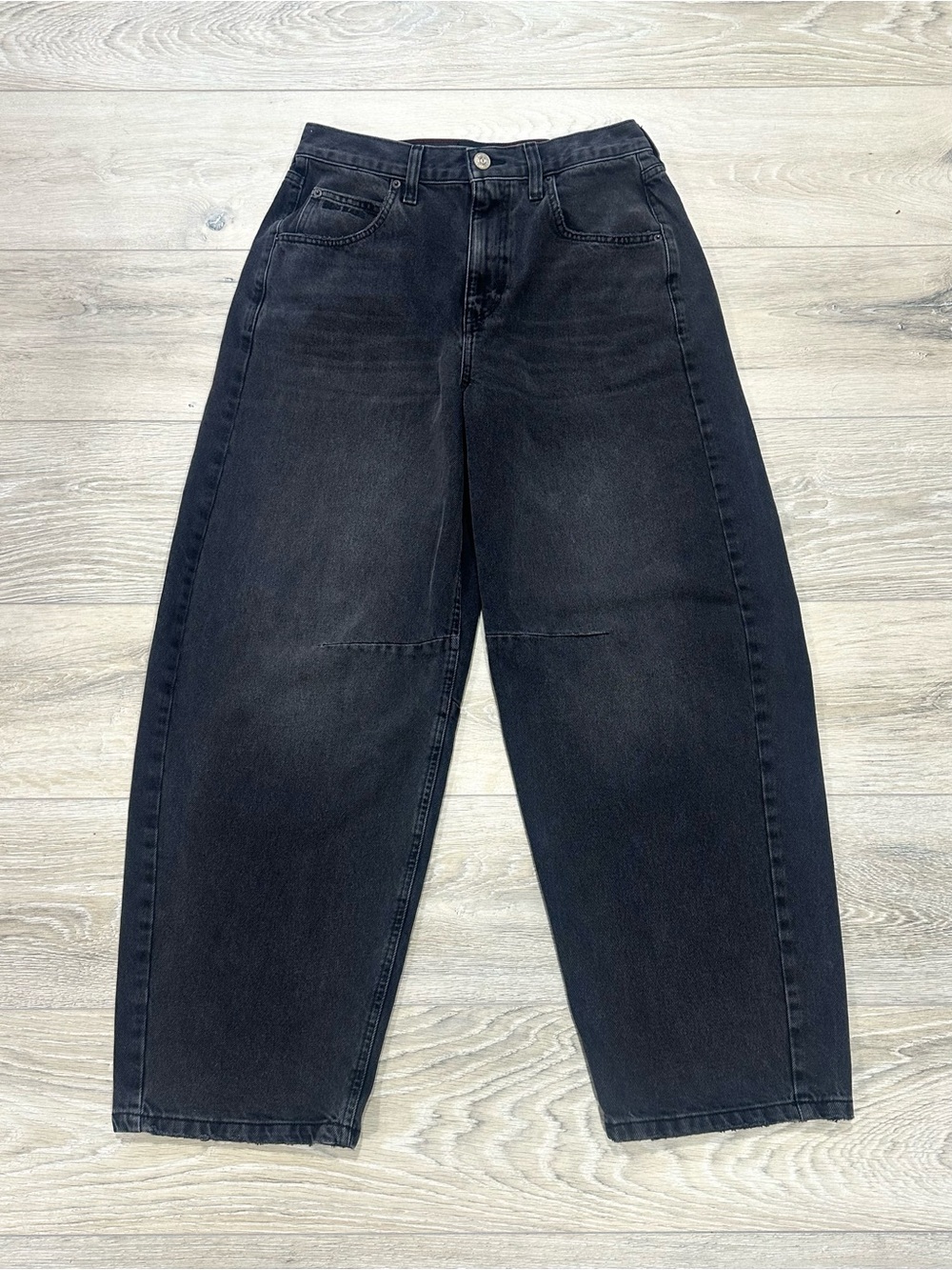 BDG Logan Barrel Jeans Washed Black Baggy Buckle Waist 31